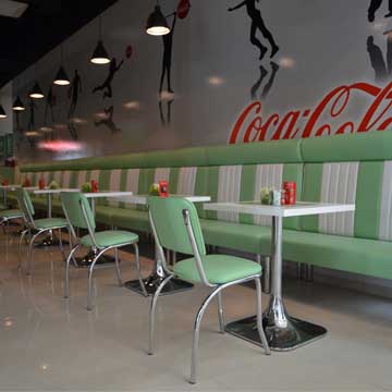Brazil Elephant Diner-1950s American retro diner booth couch and table, chrome diner chairs and table set gallery